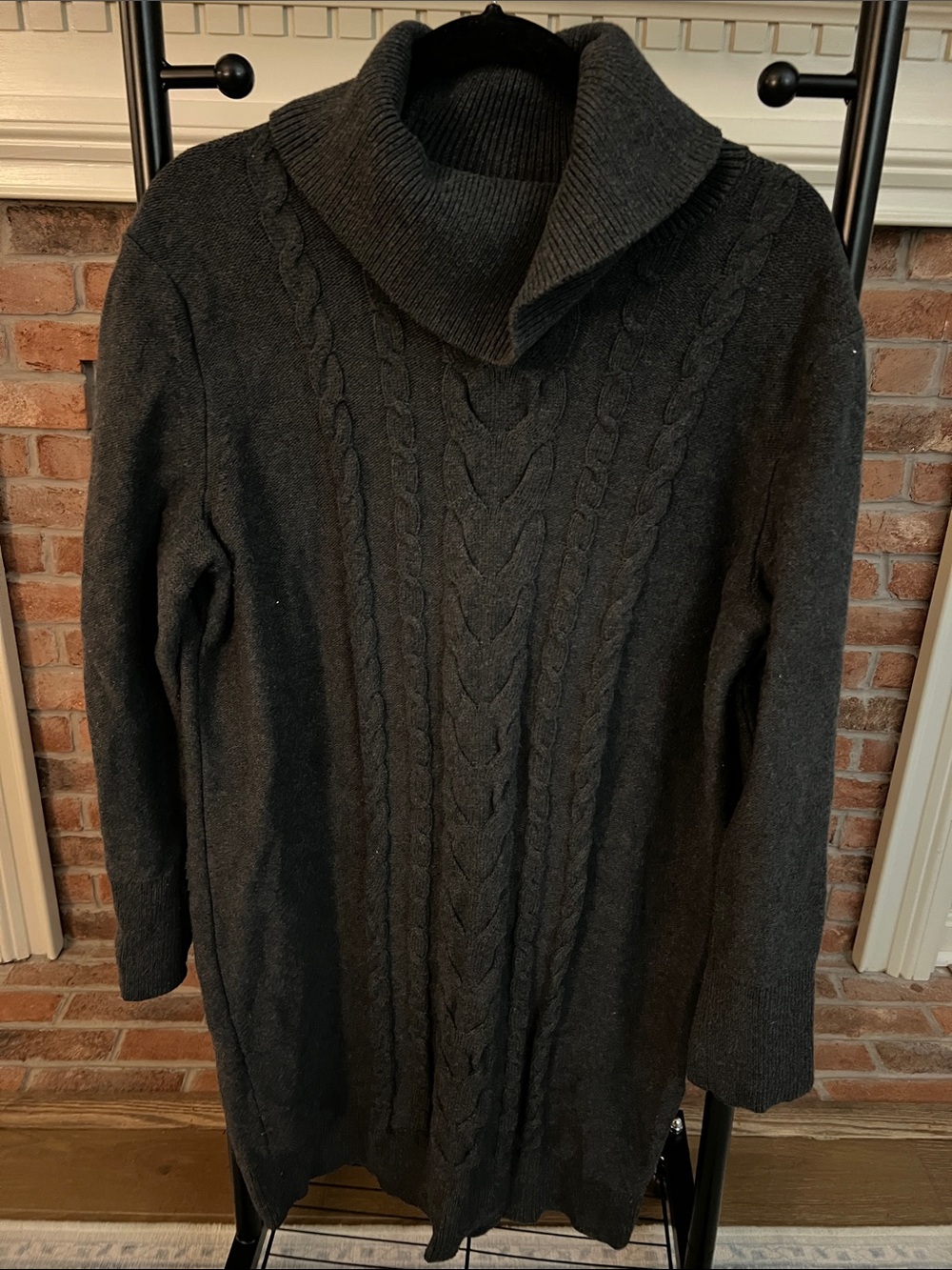 Banana Republic Charcoal Cable-Knit Turtleneck Sweater